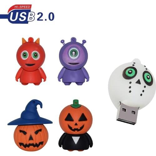 Hot sale usb flash drive 128gb cartoon Pumpkin alien pen drive 64gb 32gb flash drive 16gb 8gb 4gb memory stick pen drive u disk