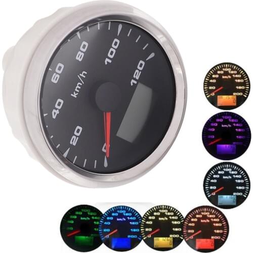 7 Color Lights GPS Speedometer Gauge Waterproof Motorcycle Car Boat Digital Speedometer Gauge 120km/h 200km/h with GPS Antennas