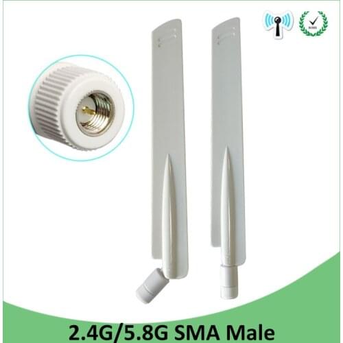 10pcs 2.4GHz 5GHz 5.8Ghz Dual Band wifi Antenna 8dBi SMA Male Connector 2.4G 5G 5.8G wi fi Antena aerial wireless router antenne