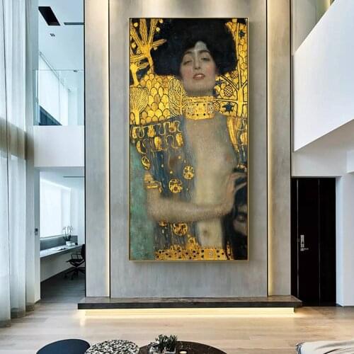 Judith and the Head of Holofernes by Gustav Klimt Famous Art Paintings Reproductions Wall Art Posters Gustav Klimt Gold Pictures