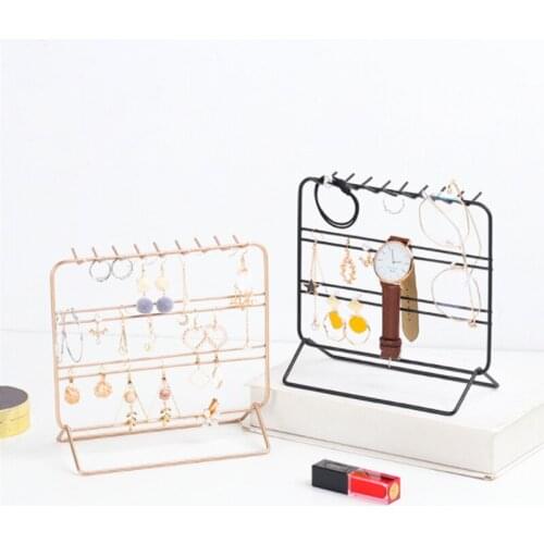 Metal Jewelry Display Rack Stud Earrings Organizer Stand Ring Holder Bracelets Necklace Storage Shelf Dresser Hanger