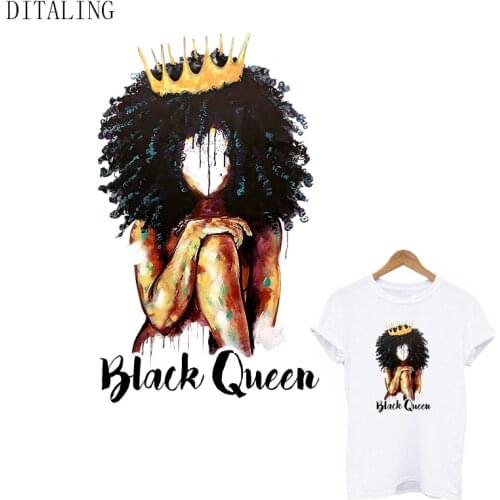 Black Queen Patch On Clothing African Women Sticker DIY T-Shirt Hoodies Washable Ironing Patch Fashion Girl Appliqued On Clothes