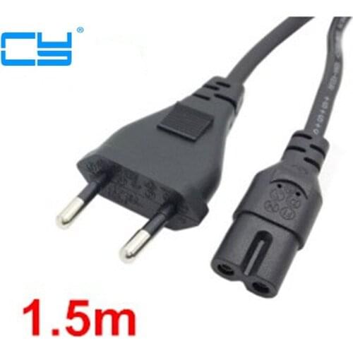 50 cm 0.5 m 1.5 m europa plug europeia ue 2-prong cabo de alimentacao 2 tomada cabo IEC 320 IEC320 C7 para Laptop Notebook