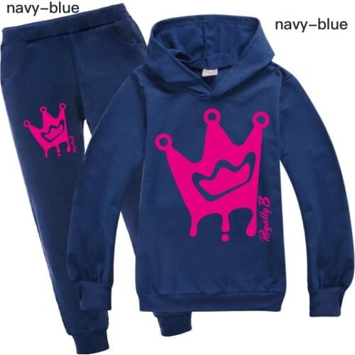 Toddler girl fall clothes Royally B Hoodies Children Sweatshirts Kids Hooded T Shirt Tops Pants 2Pcs Boys Casual Sportswear Suit
