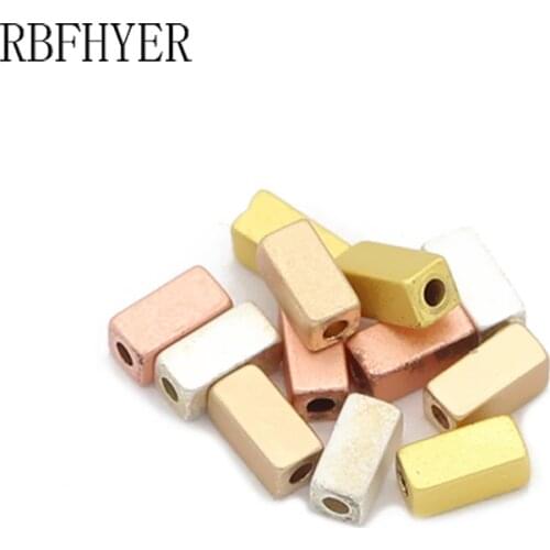 Rectangle Natural Hematite Stone Matte Gold Silvers 4x2mm Spacers Loose Beads For Jewelry bracelets accessories Making Diy