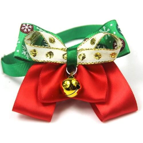 Christmas Pet Dog Bow Tie Pet Dog Cat Necklace Strap Cat Collar Dogs Accessories Adjustable Christmas Decoration New Year 2021