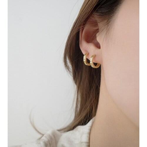 925 Sterling Silver Roman Numerals Hoop Earrings For Women Luxury Female Fine Jewelry Student Gift Accessories New