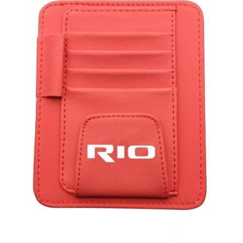 Sun Visor Multifunction PU Leather Car Card Package Holder Glasses Holder Pen Organizer Auto Accessories for Kia Rio