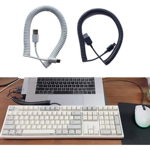 Type C Coiled Cable Wire Mechanical Keyboard GH60 USB Cable Type-C to USB Port for Poker GH60 Keyboard kit DIY