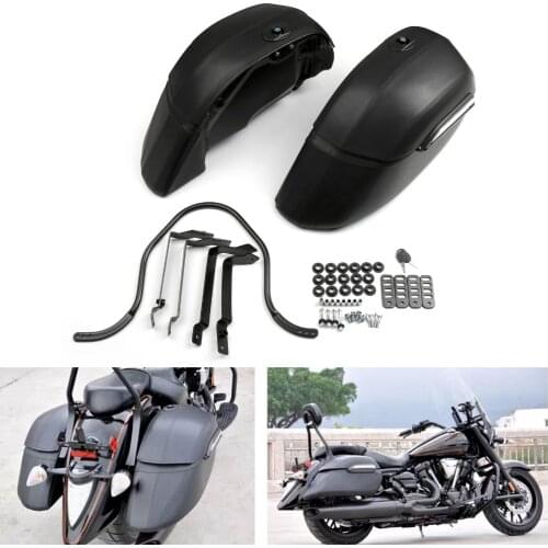 Areyourshop Motorcycle Universal Motorcycle Cruise Classic Side Bag Hard Black Locks Saddle Bags Motorbike Bags