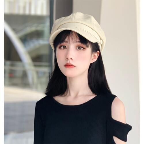 H3537 Women Beret Hat Korean Pure Color Cotton Hemp Short Eave Cap Autumn Men Female Leisure All-match Fashion Painter Girl Hats