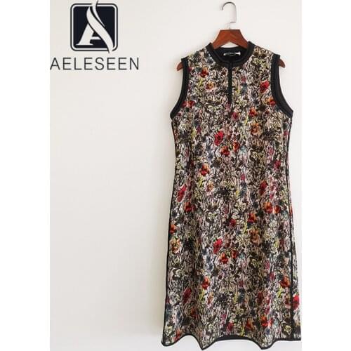 AELESEEN Runway Fashion Summer Tank Dress 2021 High Quality WomenS Sleeveless Floral Print Holiday Beach Mini Dress