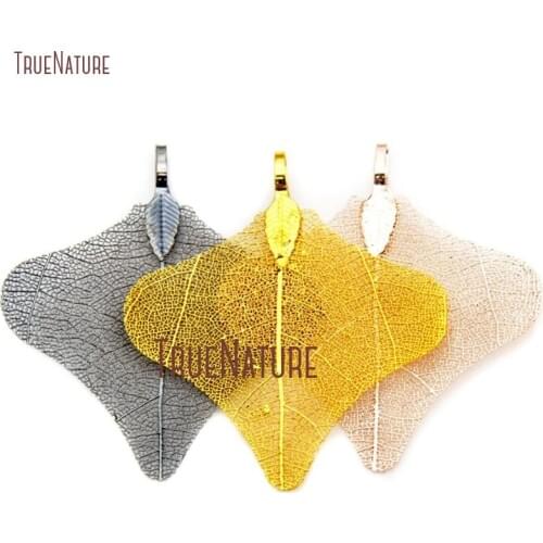 10Pcs Leaf Pendant Rose Gold, Gun Black, Gold Color Irregular Shape Pendant 49x45mm PM15839