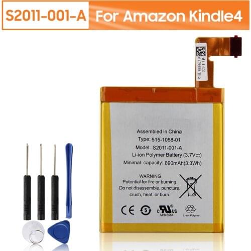 100% Original Replacement Battery s2011-001-a For Amazon Kindle 4 5 6 D01100 515-1058-01 MC-265360 DR-A015 Battery 890mAh