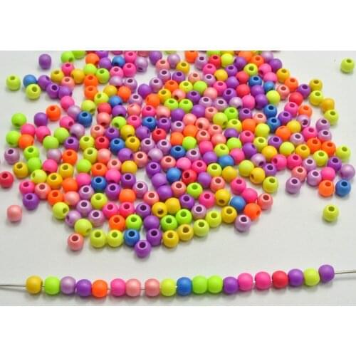 1000 Mixed Matte Fluorescent Neon Beads Acrylic Round Beads 4mm(0.16")