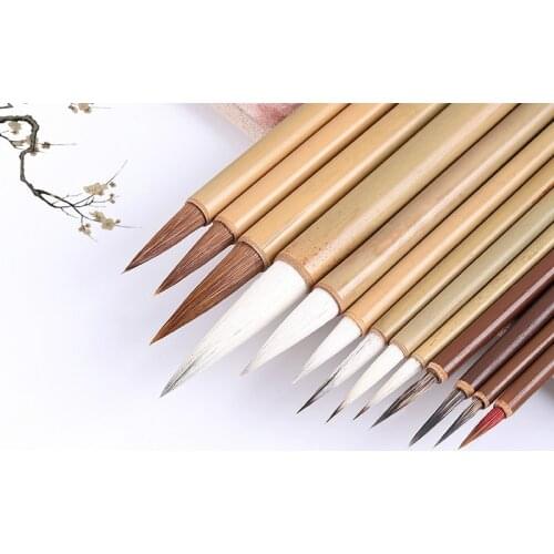 11pcs/set Chinese Painting Brush Set Weasel Hair Chinese Calligraphy Brushes Ink Painting Fine Line Brush Pen Painting Supplies