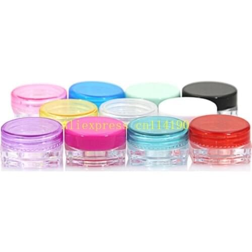 2000pcs/lot 2g Square shape jar 2ml plastic Packaging Sample cream pot ,nail art glitter powder case Empty box