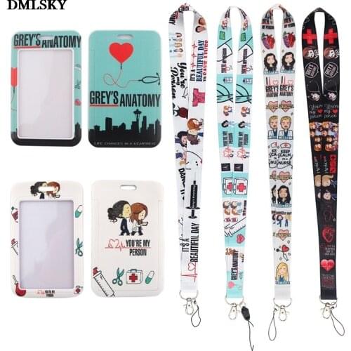 24pcs/lot MD112 DMLSKY Cartoon Business Badge Card Holder with Necklace Lanyard Keychain keys Badge ID Mobile Phone Rope Gifts