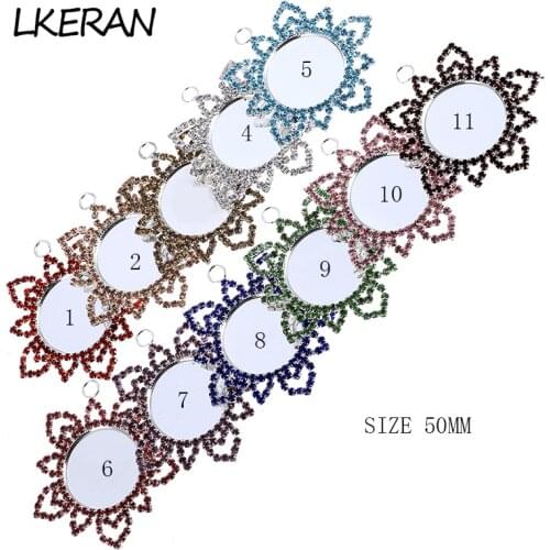 5Pcs/LOT 50MM Huge Snowflake Rhinestone Negative film (inner 25mm) Metal Button DIY Handmade Accessories Hangable Jewelry Craft