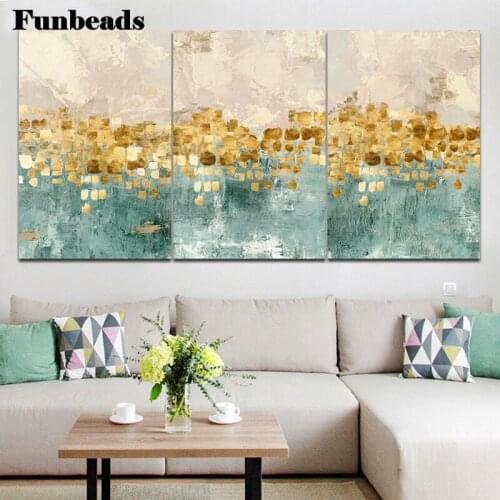 Abstract Golden Coins Diamond Painting 5D Mural Embroidery DIY Home Decorations Round Square Rhinestone 3 pcs set abstract FF324