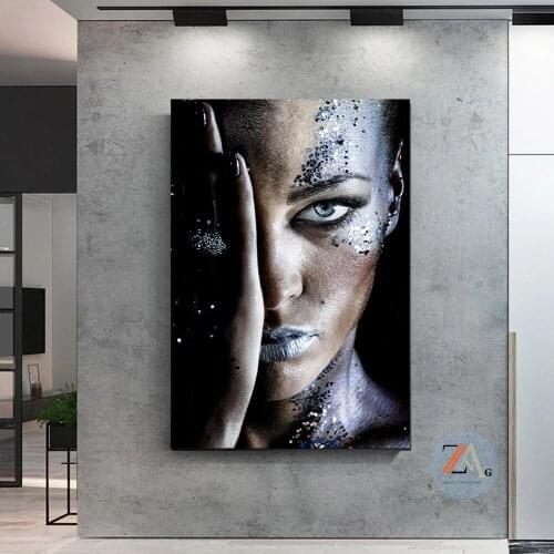 African Black Woman Canvas Paintings On the Wall Art Posters And Prints Makeup Woman Art Cover Face Wall Pictures Home Decor