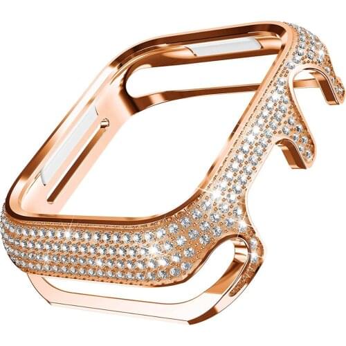 Diamond Cover For Apple watch case 44mm 40mm 42mm 38mm Accessories Luxury Bling Alloy bumper Protector iWatch series 3 4 5 se 6