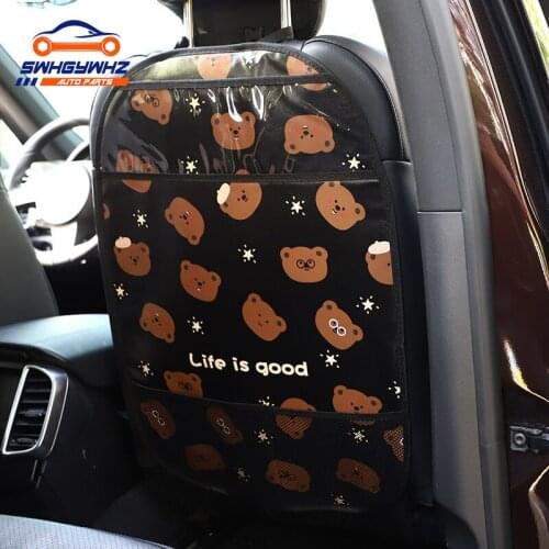 Car Seat Back Cover Protector for Kids Cartoon Car Anti Kick Mat with Bag Waterproof Car Seat Back Protector Anti Kick Pad