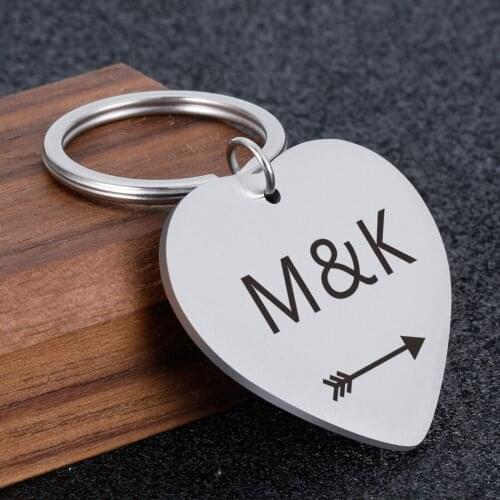 Heart Personalized Initial Names Keychains Customized Date Keychain Anniversary Gift for Couple Love Best Friends Key Ring