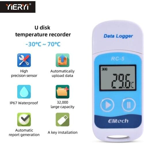 Yieryi RC-5 Mini Digital USB Temperature Data Logger Temp C/F Recorder for Warehouse Storage,Cold Storage and Laboratory