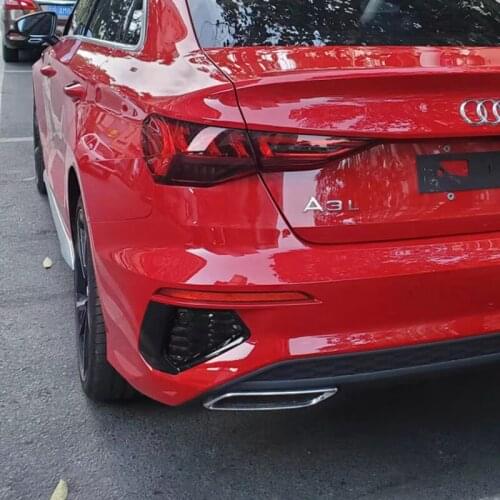 For Audi A3 8Y 2020 2021 Sedan/Hatchback 2PCS ABS Bright Black Rear Bumper Sports Air Decoration Pieces Car Accessories