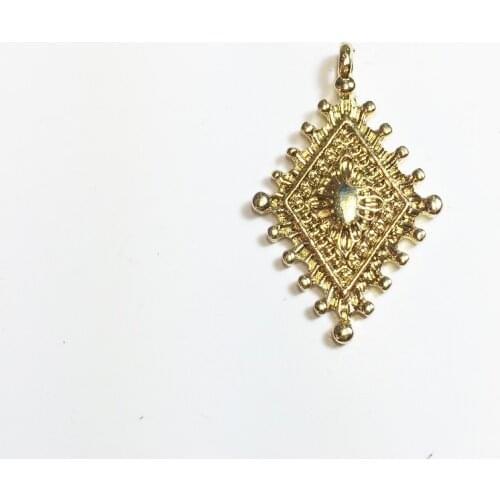 Eruifa Popular 10 PCS 30mm*18mm Geomet Ryrhombus charms Gold Burnished Silver charms pendant for Jewelry Necklace making DIY