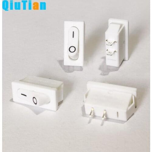 ON-OFF small 2pins white base rocker switch 21X9.6mm Push Button Switch KCD1-101B Snap-in On/Off Boat Rocker Switch