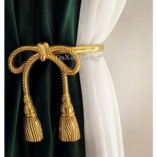 2PCS Light luxury Brass Bowknot-shaped Drapery Holdback Curtain Hooks Metal Wall Hook Artistic Curtains Accessoires GF279