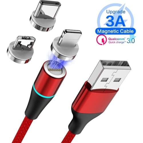 3A Magnetic USB Charger Cable fast Charging Micro Type C Cable For Xiaomi Mi 9 8 6 Redmi 4x Note 4 Huawei P30 Pro iPhone 11 XS
