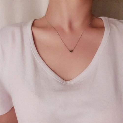 Fashion Minimalist Smooth Heart Shaped Pendant Necklace Silver Color Cute Charm Necklace For Women