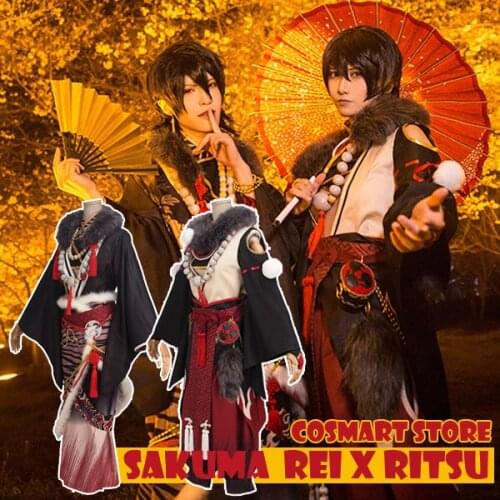 [Customize]Anime Ensemble Stars Brother Figure Sakuma Rei Ritsu Fuku&Ghost Fest. Kimono Suit Halloween Cosplay Costume Outfit