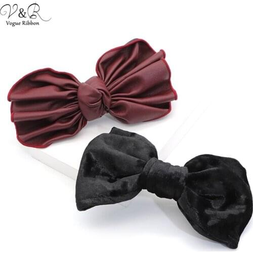 New Trendy 2020 Hair Clips Velvet/ Faux Leather Bow Knot Hair Clip Barrettes Hairpins Fashion Hair Holder Hair band Accessories