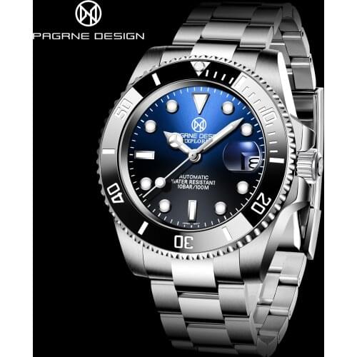 PAGRNE DESIGN 2021 New Mens Top Brand Automatic Mechanical Watch Luxury Stainless Steel NH35 Waterproof Clock PAGANI DESIGN