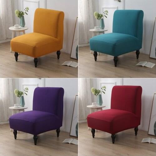 Solid Color Accent Armless Chair Cover Nordic Single Sofa Slipcovers Stretch Spandex Chairs Covers Elastic Couch Protector Cover