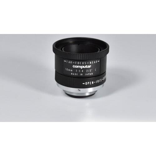 Used original computar 16mm 1:1.4 fixed focus industrial lens 2/3 inch C mount
