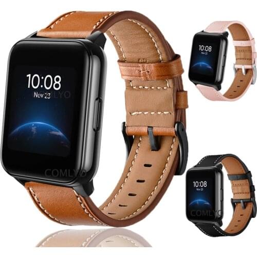 Genuine leather band for Realme watch 2 pro smartwatch replacement strap high quality soft bracelet wristband belt