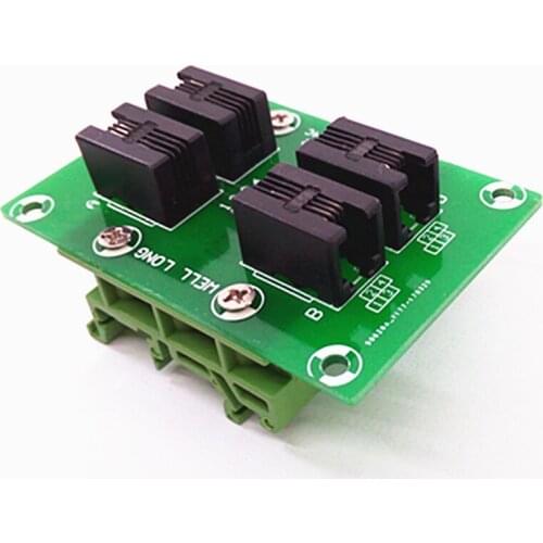 RJ9 4P4C Right Angle Jack 4-Way Buss Breakout Board, Terminal Block, Connector
