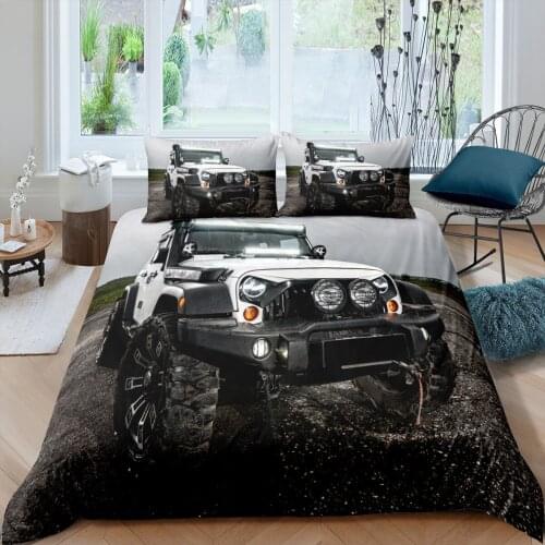 Home Textiles Luxury 3D SUV Print Duvet Cover Set 2/3 Pcs Pillowcase Kids Bedding Set AU/EU/UK/US Queen and King Size
