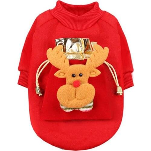 Pet Christmas Clothes Santa Claus Cartoon Reindeer Costume Party Dog Hooded Clothes Jumpsuit Christmas Puppy Hoodies
