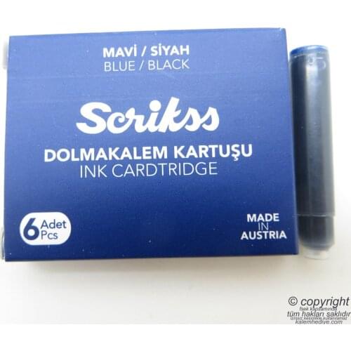 Scrikss Fountain Pen Cartridge Blue/Black 6lı Package
