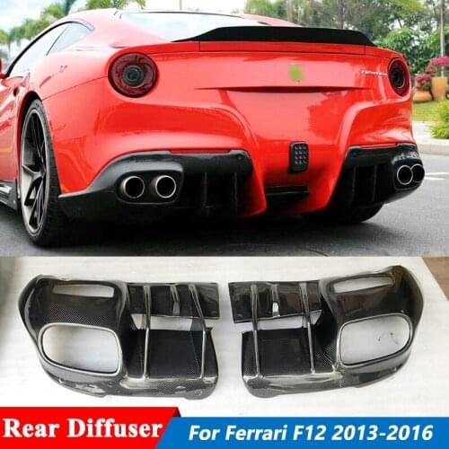 DM Style Carbon Fiber Rear Bumper Spoiler Diffuser For Ferrari F12 Tuning 2013-2016