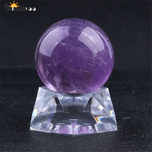 Sunligoo 35mm Natural Amethyst/Rose Quartz Healing Crystal Gemstone Ball Divination Sphere Sculpture Figurine With Acrylic Stand