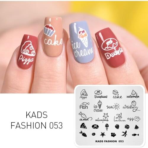New Arrival Nail Stamping Plates Fashion Series Nail Art Template Stamp Nail Design Food Image Plate Stencils For Nails Tool