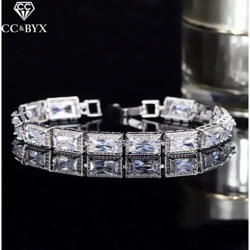 CC Bracelets For Women Luxury Pageant High Quality Shine Crystal Rhinestone Wedding Accessories Bridal Jewelry Brand Gift S0092
