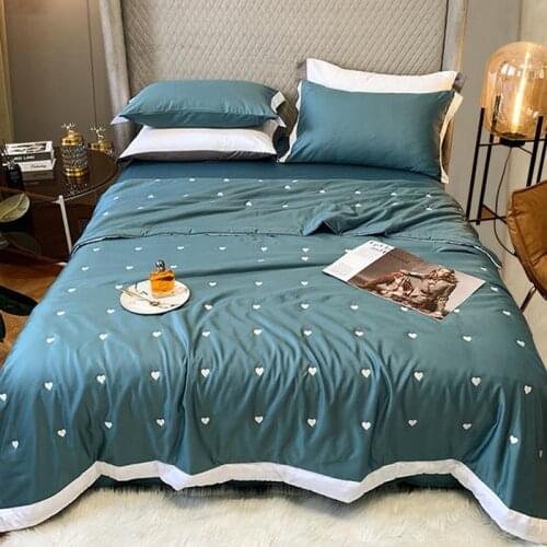 1pc Satin Silk Quilt For Summer Bedding Set Bedspread Comforter AB Side Water washed real silk Embroidery Bed Cover King Queen